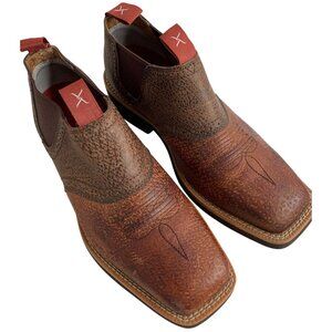 Twisted X Chelsea Leather Square Toe Ankle Boots Size 8W US Durable Western